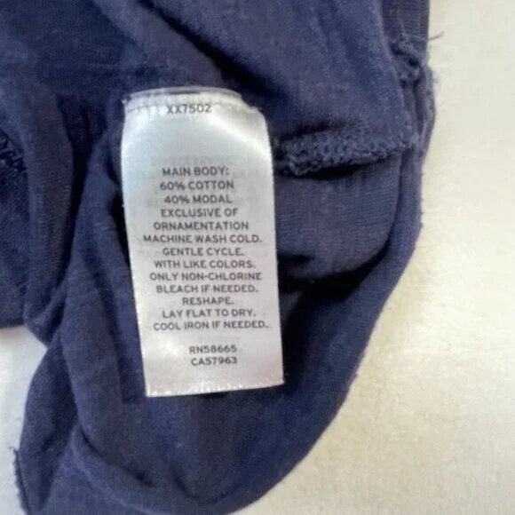 Caslon Embroidered Yoke Slub Jersey Knit Tee Navy Crew Neck Size XL - Picture 10 of 10